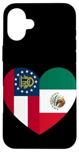 Georgia and Mexico Flags: Heart Shaped Unity Hülle für iPhone 16 Plus von Mexico Love Pride Merch