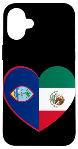 Guam and Mexico Flags: Heart Shaped Unity Hülle für iPhone 16 Plus von Mexico Love Pride Merch