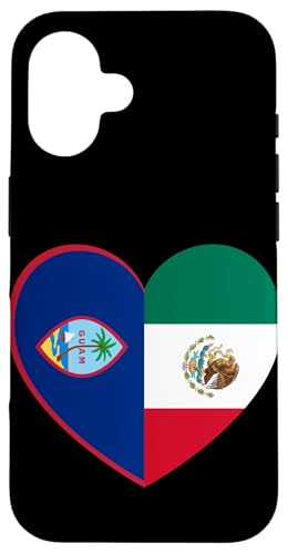 Guam and Mexico Flags: Heart Shaped Unity Hülle für iPhone 16 von Mexico Love Pride Merch