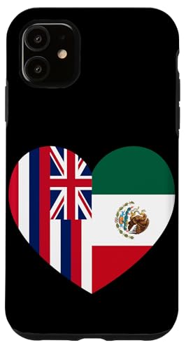 Hawaii and Mexico Flags: Heart Shaped Unity Hülle für iPhone 11 von Mexico Love Pride Merch