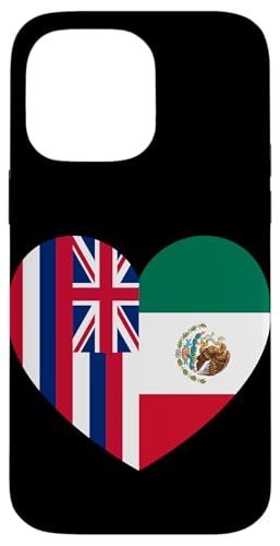 Hawaii and Mexico Flags: Heart Shaped Unity Hülle für iPhone 14 Pro Max von Mexico Love Pride Merch