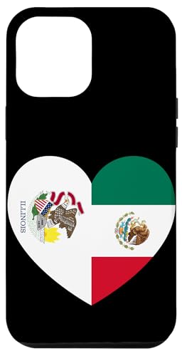 Illinois and Mexico Flags: Heart Shaped Unity Hülle für iPhone 12 Pro Max von Mexico Love Pride Merch