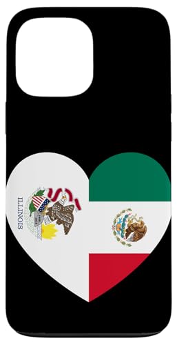 Illinois and Mexico Flags: Heart Shaped Unity Hülle für iPhone 13 Pro Max von Mexico Love Pride Merch