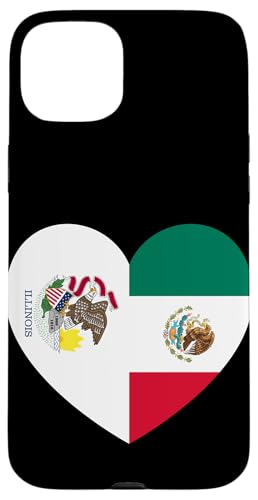 Illinois and Mexico Flags: Heart Shaped Unity Hülle für iPhone 15 Plus von Mexico Love Pride Merch