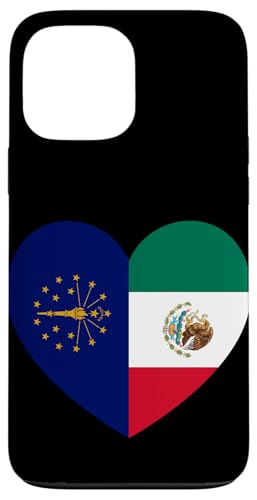 Indiana and Mexico Flags: Heart Shaped Unity Hülle für iPhone 13 Pro Max von Mexico Love Pride Merch