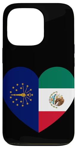Indiana and Mexico Flags: Heart Shaped Unity Hülle für iPhone 13 Pro von Mexico Love Pride Merch