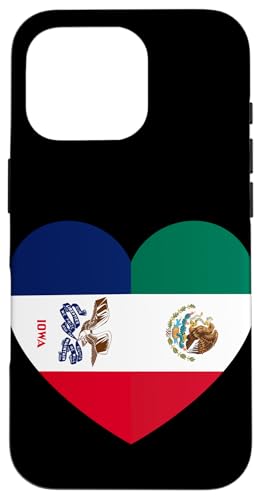 Iowa and Mexico Flags: Heart Shaped Unity Hülle für iPhone 16 Pro von Mexico Love Pride Merch