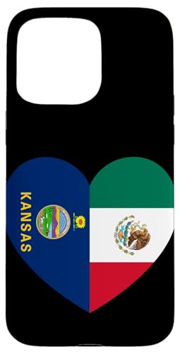 Kansas and Mexico Flags: Heart Shaped Unity Hülle für iPhone 15 Pro Max von Mexico Love Pride Merch