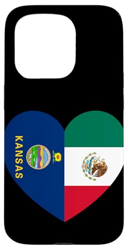 Kansas and Mexico Flags: Heart Shaped Unity Hülle für iPhone 15 Pro von Mexico Love Pride Merch
