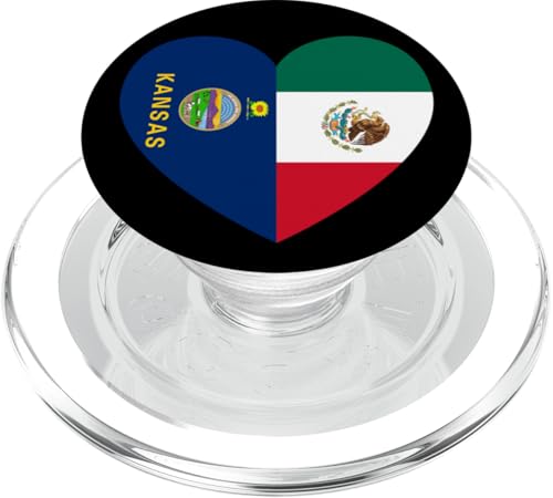 Kansas and Mexico Flags: Heart Shaped Unity PopSockets PopGrip für MagSafe Kansas and Mexico Flags: Heart Shaped Unity PopSockets PopGrip für MagSafe von Mexico Love Pride Merch