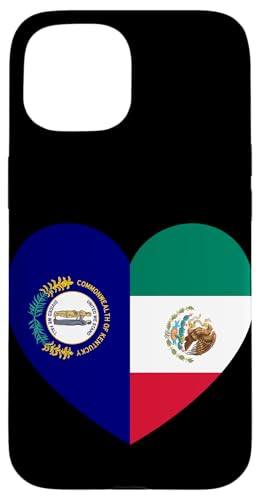 Kentucky and Mexico Flags: Heart Shaped Unity Hülle für iPhone 15 von Mexico Love Pride Merch