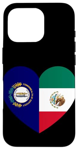Kentucky and Mexico Flags: Heart Shaped Unity Hülle für iPhone 16 Pro von Mexico Love Pride Merch