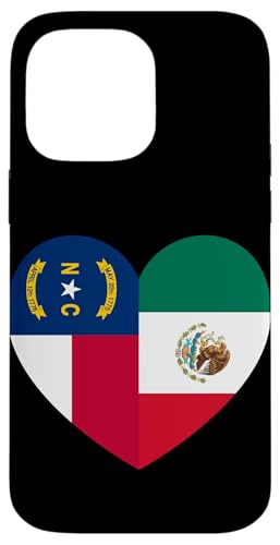 N. Carolina and Mexico Flags: Heart Shaped Unity Hülle für iPhone 14 Pro Max von Mexico Love Pride Merch