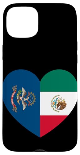 North Dakota and Mexico Flags: Heart Shaped Unity Hülle für iPhone 15 Plus von Mexico Love Pride Merch