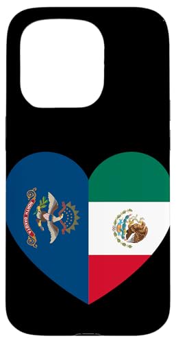 North Dakota and Mexico Flags: Heart Shaped Unity Hülle für iPhone 15 Pro von Mexico Love Pride Merch