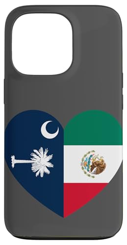 South Carolina and Mexico Flags: Heart Shaped Unity Hülle für iPhone 13 Pro von Mexico Love Pride Merch