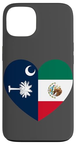 South Carolina and Mexico Flags: Heart Shaped Unity Hülle für iPhone 13 von Mexico Love Pride Merch