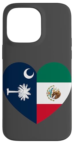 South Carolina and Mexico Flags: Heart Shaped Unity Hülle für iPhone 14 Pro Max von Mexico Love Pride Merch