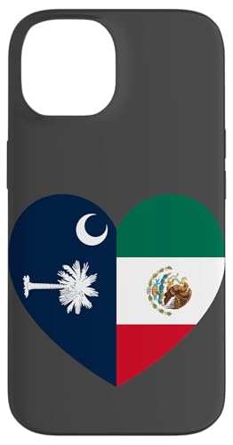 South Carolina and Mexico Flags: Heart Shaped Unity Hülle für iPhone 14 von Mexico Love Pride Merch
