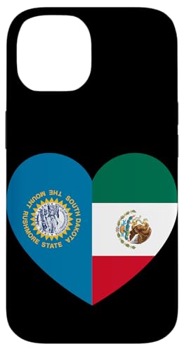 South Dakota and Mexico Flags: Heart Shaped Unity Hülle für iPhone 14 von Mexico Love Pride Merch