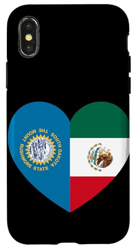 South Dakota and Mexico Flags: Heart Shaped Unity Hülle für iPhone X/XS von Mexico Love Pride Merch