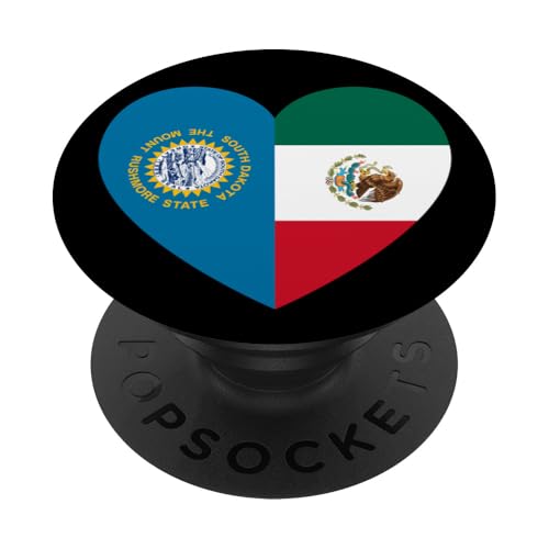 South Dakota and Mexico Flags: Heart Shaped Unity PopSockets Klebender PopGrip von Mexico Love Pride Merch