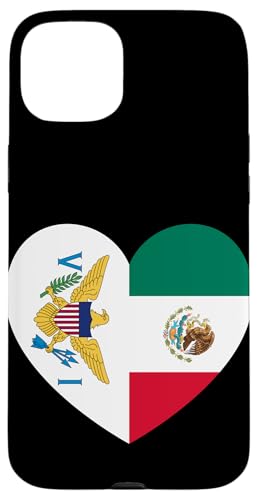 Tropical U.S. Isles and Mexico Flags: Heart Shaped Unity Hülle für iPhone 15 Plus von Mexico Love Pride Merch