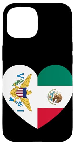 Tropical U.S. Isles and Mexico Flags: Heart Shaped Unity Hülle für iPhone 15 von Mexico Love Pride Merch