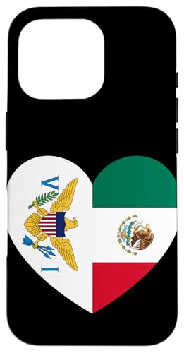 Tropical U.S. Isles and Mexico Flags: Heart Shaped Unity Hülle für iPhone 16 Pro von Mexico Love Pride Merch