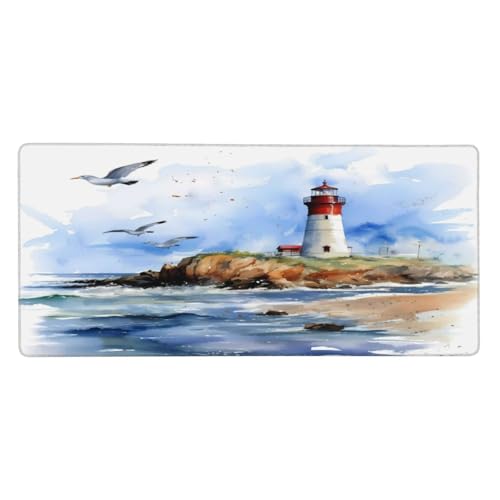 Mexpekil Mauspad, Motiv: Meer, Strand, Leuchtturm, großes Gaming-Mauspad, 90 x 40 cm, rutschfest, wasserdicht, Tastatur-Pads, Schreibtischunterlagen für Zuhause und Büro Mexpekil Mauspad, Motiv: Meer, Strand, Leuchtturm, großes Gaming-Mauspad, 90 x 40 cm, rutschfest, wasserdicht, Tastatur-Pads, Schreibtischunterlagen für Zuhause und Büro von Mexpekil