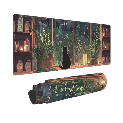 Mexpekil Mauspad mit Fenster, Cartoon-Katze, mit rutschfester Gummiunterseite, 80 x 30 cm, Gaming-Mauspad, große Schreibtischunterlage, wasserdichte Tastatur und Mauspad, Computerzubehör für Büro, Mexpekil Mauspad mit Fenster, Cartoon-Katze, mit rutschfester Gummiunterseite, 80 x 30 cm, Gaming-Mauspad, große Schreibtischunterlage, wasserdichte Tastatur und Mauspad, Computerzubehör für Büro, von Mexpekil