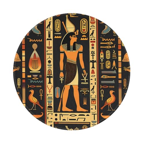 Mexpekil Mauspad mit ägyptischer Ägypten-Hieroglyphen, rutschfeste Unterseite, Gaming-Mauspad, 20 cm, genähter Rand, Gummi, rundes Mauspad, Schreibtischzubehör für Arbeit, Büro, 1 Stück Mexpekil Mauspad mit ägyptischer Ägypten-Hieroglyphen, rutschfeste Unterseite, Gaming-Mauspad, 20 cm, genähter Rand, Gummi, rundes Mauspad, Schreibtischzubehör für Arbeit, Büro, 1 Stück von Mexpekil