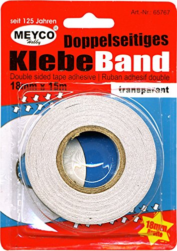 MEYCO Doppelseitiges Klebeband, 18mm x 15m, Transparent von Meyco