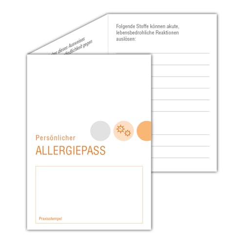 Meyer-Wagenfeld | 100 Allergiepässe | Zum Eintragen aller Allergien des Patienten | DIN A7 Format, 6-seitig von Meyer-Wagenfeld