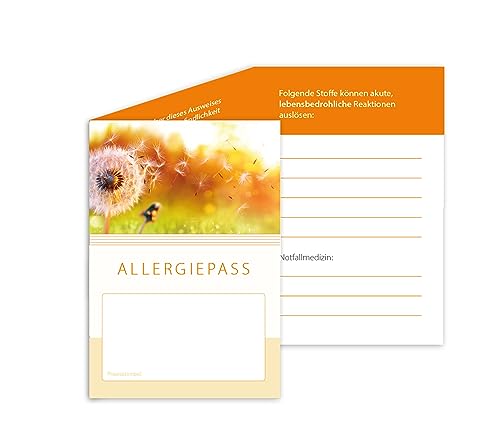 Allergiepass | Zum Eintragen aller Allergien des Passinhabers | DIN A7 Format, 6-seitig | 500 Stück von Meyer-Wagenfeld