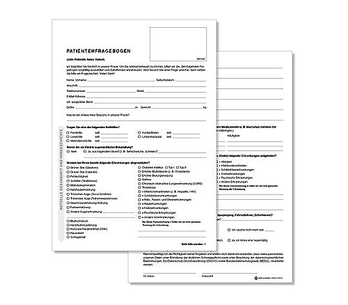 Patientenfragebogen Anamnesebogen für Augenheilkunde, DIN A4, 2-seitig, 100 Blatt von Meyer-Wagenfeld