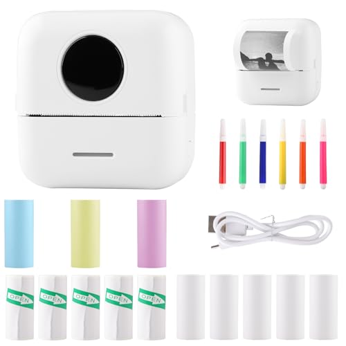 Mezzar Mini Drucker, Tragbare Mini Fotodrucker, Wireless Thermo Etikettendrucker Smartphone Bluetooth Drucker für Journal, Notizen, Reisen Logo, Liste, Memo (Weiß) von Mezzar