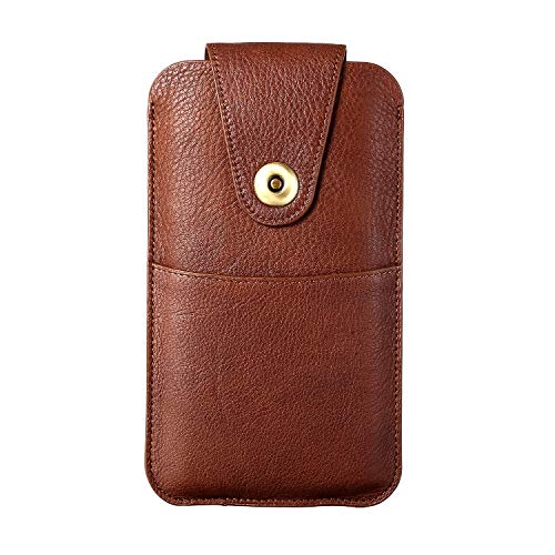 Mfzifya Echtes Leder Handy-Gürteltasche mit Gürtelschnalle Vertikale Gürteltasche Geeignet für: Galaxy A54/A55/A56/A57, iPhone 14/15/16/17 Pro Max etc (Braun ML09368 7,2") von Mfzifya