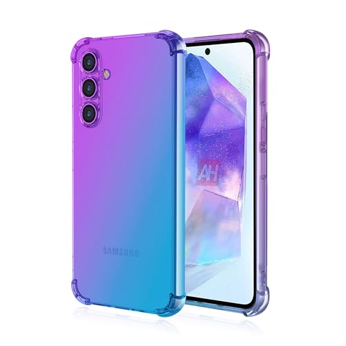 Mfzifya Hülle für Samsung Galaxy A55 5G, Robust Bumper Handyhülle Schutzhülle Case Vier-Ecken-Airbag,Anti-Drop staubdicht Stoßfest Hülle(Lila/blau) von Mfzifya