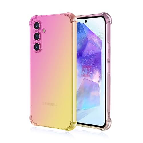 Mfzifya Hülle für Samsung Galaxy A55 5G, Robust Bumper Handyhülle Schutzhülle Case Vier-Ecken-Airbag,Anti-Drop staubdicht Stoßfest Hülle(Rosa/Gold) von Mfzifya