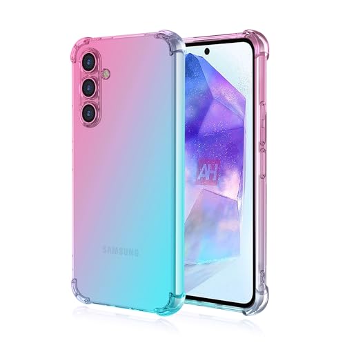 Mfzifya Hülle für Samsung Galaxy A55 5G, Robust Bumper Handyhülle Schutzhülle Case Vier-Ecken-Airbag,Anti-Drop staubdicht Stoßfest Hülle(Rosa/grün) von Mfzifya