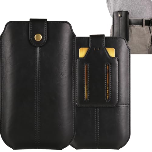 Mfzifya Vertikale Handy-Gürteltasche, Schutzhülle mit Gürtelclip für:Galaxy A54/A55/A56/A57,Xiaomi 14, iPhone 14/15/16/17 Pro Max usw. (Schwarz - ML03573-6,9") von Mfzifya