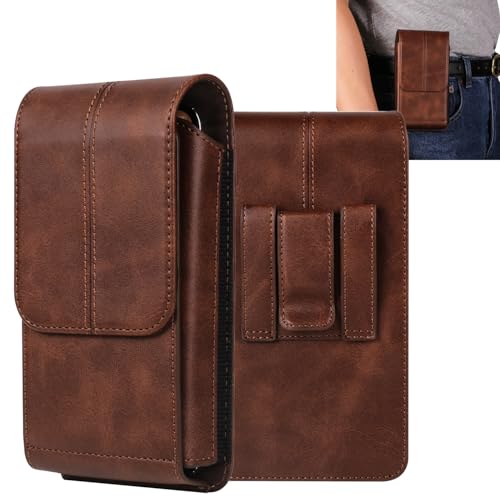 Mfzifya Vertikale Handy-Gürteltasche, Schutzhülle mit Gürtelclip für:Galaxy A54/A55/A56/A57Xiaomi 14, iPhone 14/15/16/17 Pro Max usw. (Braun - ML05496-6,9") von Mfzifya