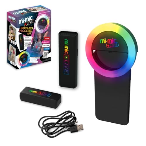 Mi-Mic Live Video Maker Kit für kabelloses Vlogging mit Mikrofon-Hub & LED-Ringlicht, 14 Lichteinstellungen für TikTok, USB-C, ab 8 Jahren von Mi-Mic