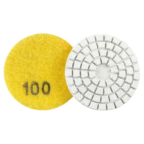 MiJunHD Diamant Polierpad, 2 Zoll 50 MM 100 Korn Polierscheiben Schleifscheibe für Schleifer & Polierer, zum Granit, Marmor, Beton und Stein, Haken Schleife Stützteller (1 Stück) von MiJunHD