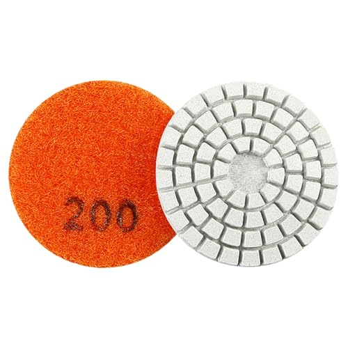 MiJunHD Diamant Polierpad, 2 Zoll 50 MM 200 Korn Polierscheiben Schleifscheibe für Schleifer & Polierer, zum Granit, Marmor, Beton und Stein, Haken Schleife Stützteller (1 Stück) von MiJunHD