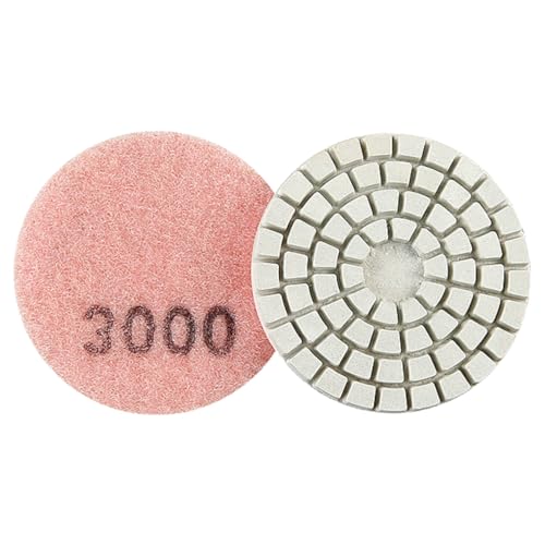 MiJunHD Diamant Polierpad, 2 Zoll 50 MM 3000 Korn Polierscheiben Schleifscheibe für Schleifer & Polierer, zum Granit, Marmor, Beton und Stein, Haken Schleife Stützteller (1 Stück) von MiJunHD