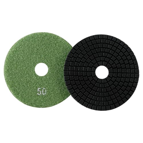 MiJunHD Diamant Polierpad, 4 Zoll 100 MM 50 Korn Polierscheiben Schleifscheibe für Schleifer & Polierer, zum Granit, Marmor, Beton und Stein, Haken Schleife Stützteller (1 Stück) von MiJunHD