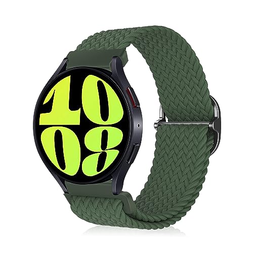 MiKoyi 20mm Geflochtenes Armband für Samsung Galaxy Watch 6 Classic (43mm 47mm)/Galaxy Watch 6 (40mm 44mm), Nylon Sport Uhrenarmband Ersatzarmband für Samsung Galaxy Watch 5 (40mm 44mm) - Grün von MiKoyi