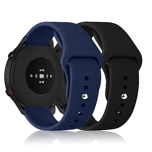 MiKoyi 22mm Armband Kompatibel mit Xiaomi Mi Watch 【2 Stücks】 Verstellbares Sport Weiche Silikon Band Ersatz Armband für Xiaomi Mi Watch - Schwarz++Blau von MiKoyi